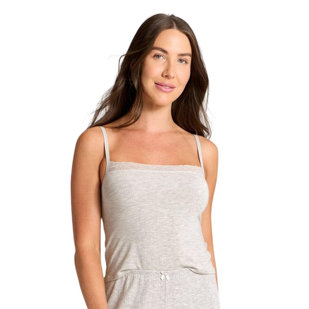 Auden Women's Heather Gray Lace Trim Shelf Bra Camisole Tank Top Size XL
